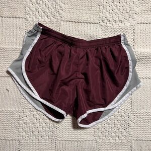 Y2K Soffe Burgundy and White Junior’s Athletic Shorts